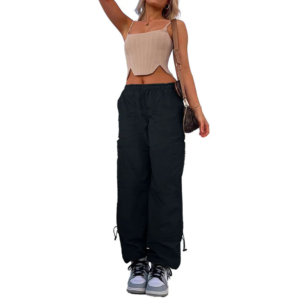 Men's multi-pocket cargo casual pants in a loose straight-leg fit, shown in one of six available colours.