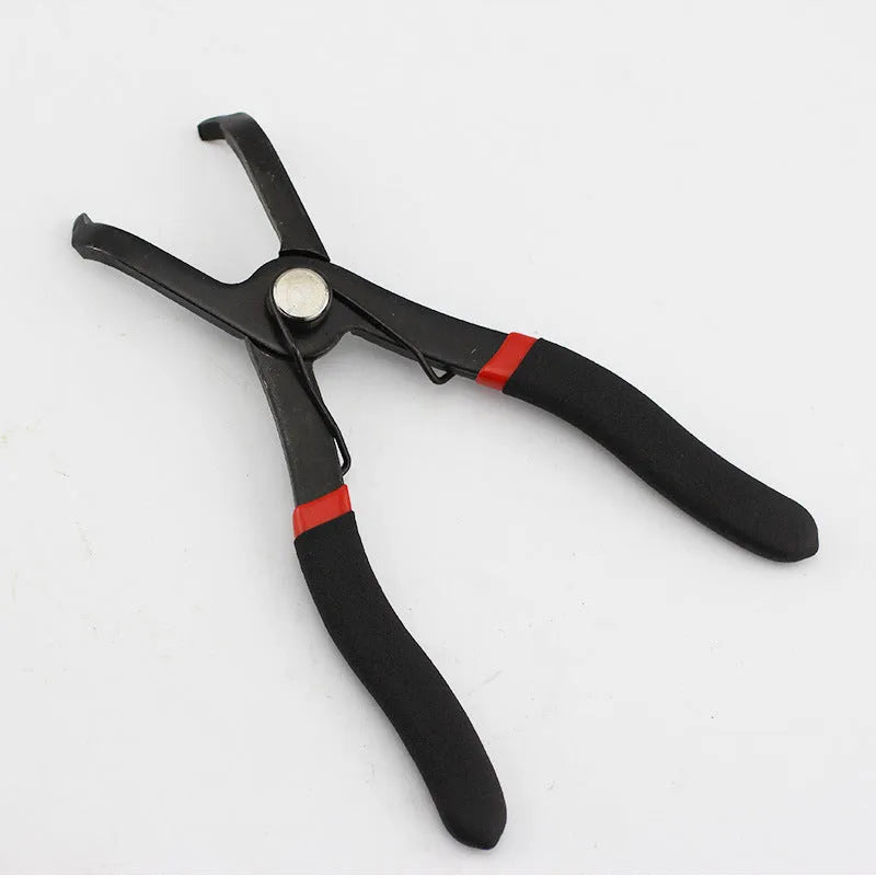 Red interior round nail removal pliers with 50# carbon steel jaws and PVC handle for car door panel repair
