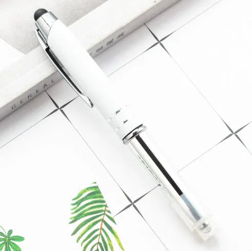 Metal capacitive stylus and ballpoint pen with LED light in five colour options