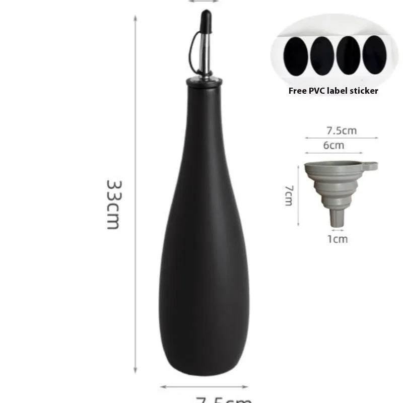 Ceramic oil pot with funnel and brush in 650ml capacity for kitchen oil storage