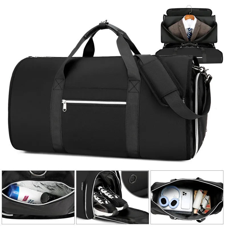 Oxford cloth business leisure sports holdall with dry-wet separation compartment in grey colour