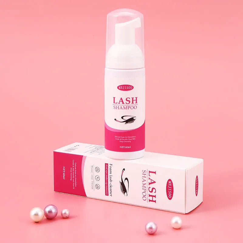 LASH SHAMPOO Mousse eyelash cleaning solution 60ml bottle with soft foam formula