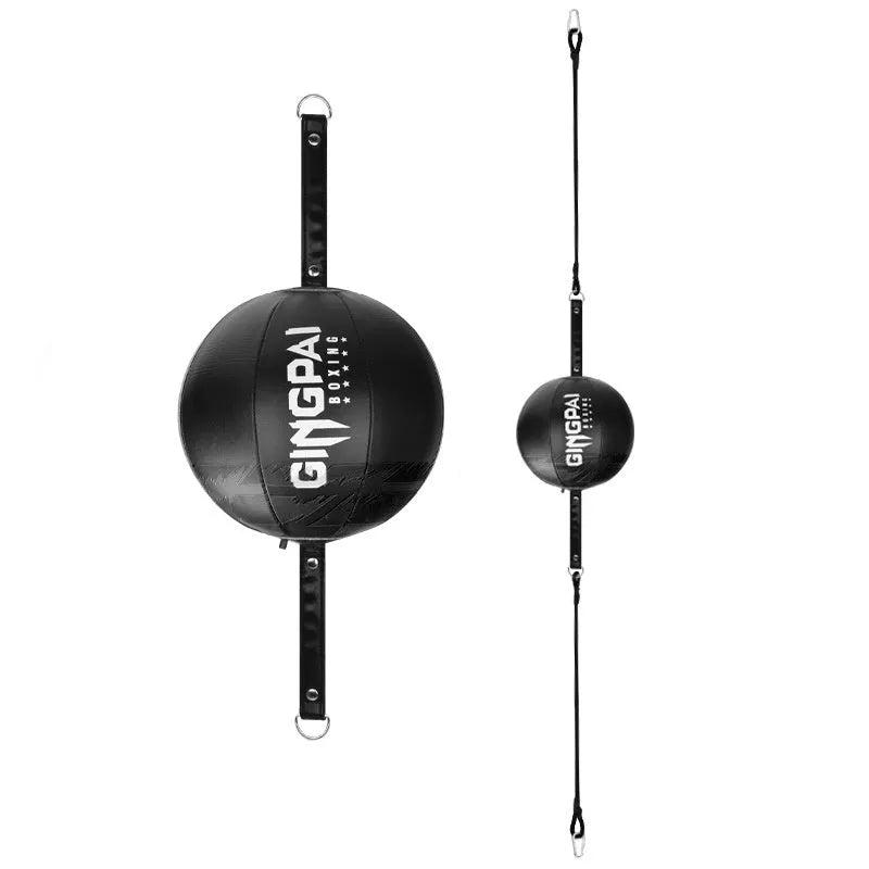 PU hanging boxing speed ball for reaction training in black, black and green, or white colour.
