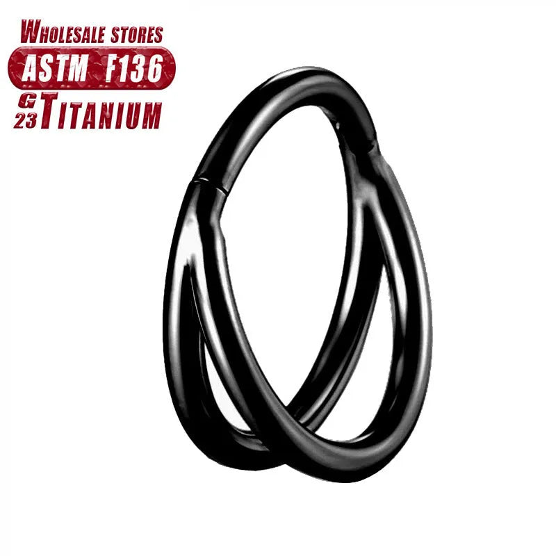 Titanium alloy fork nose ring for body piercing in silver colour on a grey background.