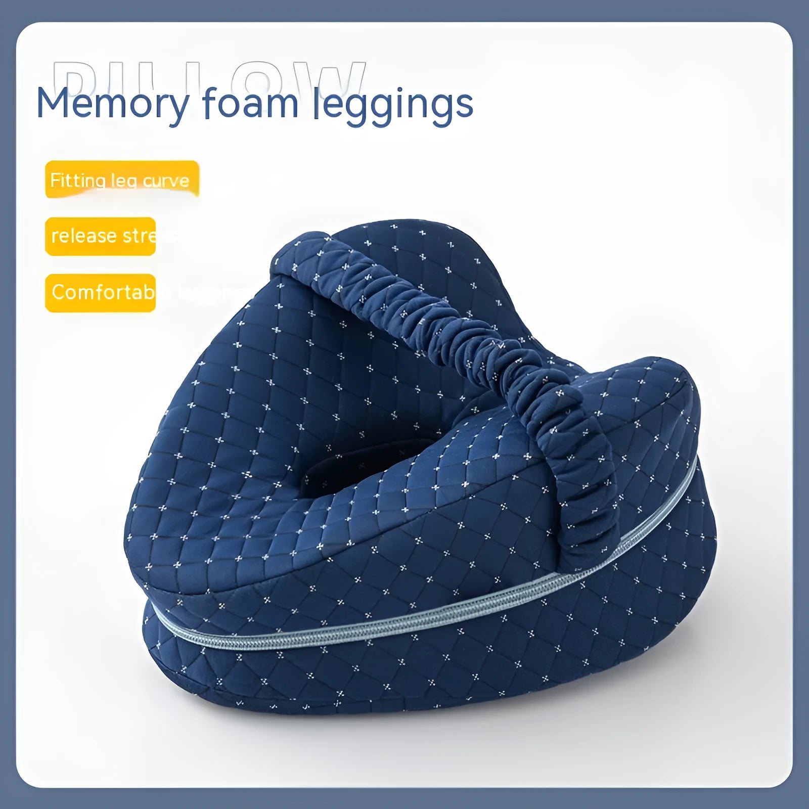 Love heart-shaped memory foam leg pillow in blue colour showing contouring support design