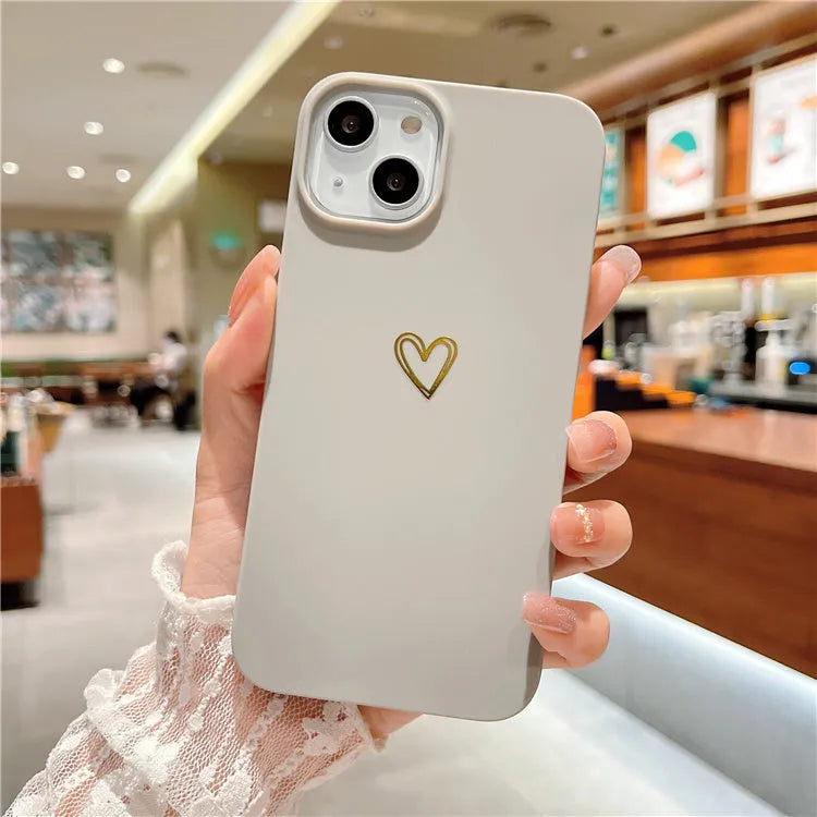 Soft silicone iPhone case with hot stamped love design in grey brown colour with non-slip TPU protection