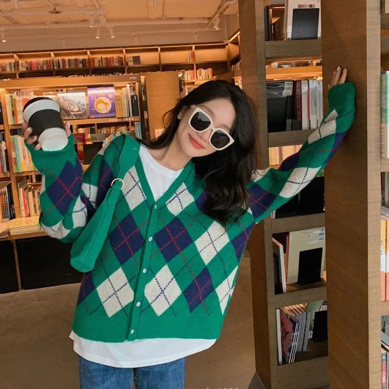 Acrylic knit casual cardigan coat in macaron colours: pink, green, black, dark khaki, light khaki.