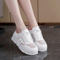 Women's black mesh half slippers with height-increasing insole and rubber sole