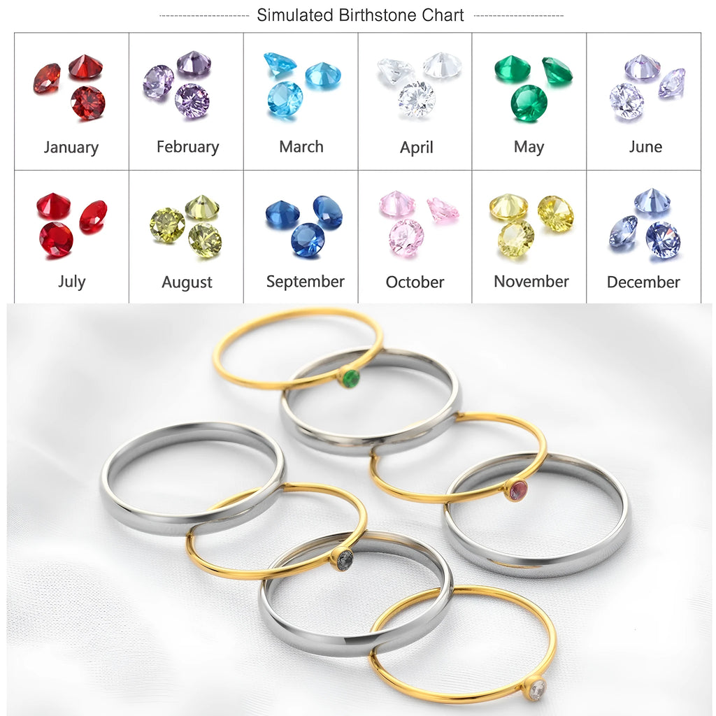 Close-up of a geometric titanium steel women's ring with a December birthstone and engraved pattern.