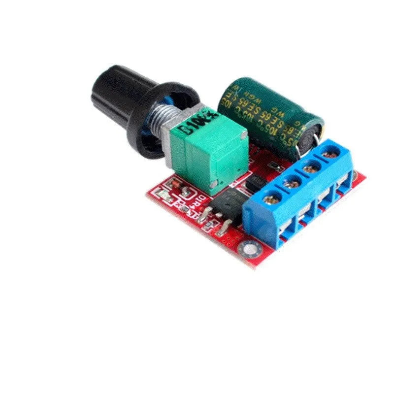 PWM DC motor speed controller measuring 30mm x 26mm x 14mm with adjustment knob