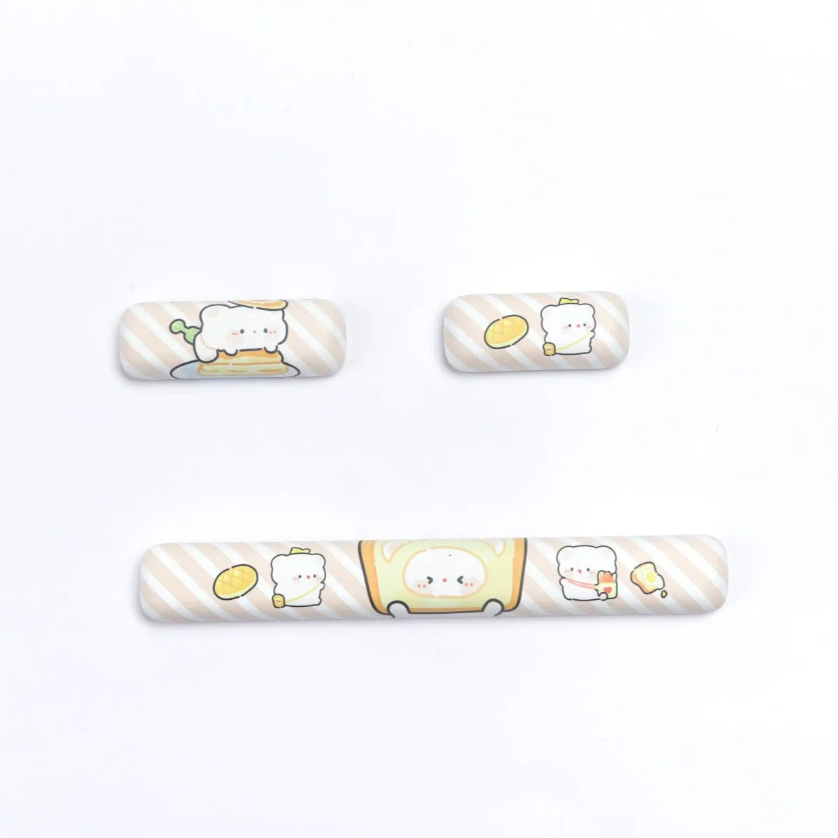 Full set of PBT sublimation keycaps with bear and steamed bread design for mechanical keyboards
