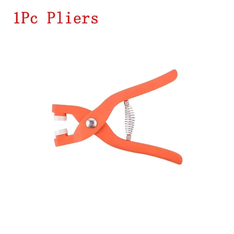 Stainless steel five claw clothing button with pliers tool for no-sew garment repair