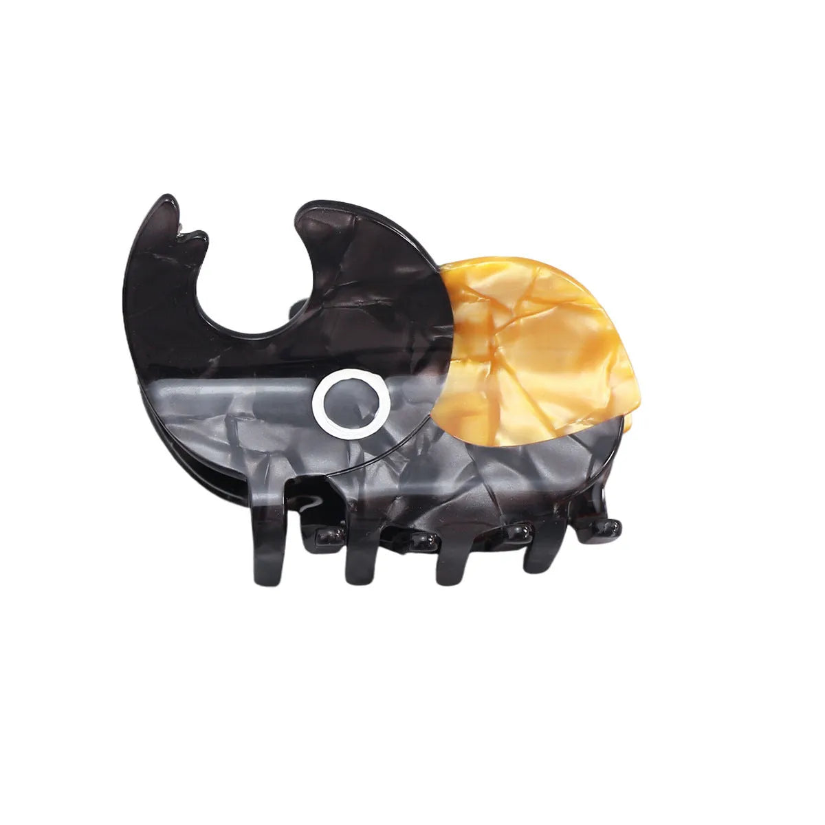 Handmade cellulose acetate beetle grip decorative clip with insect biology cartoon design