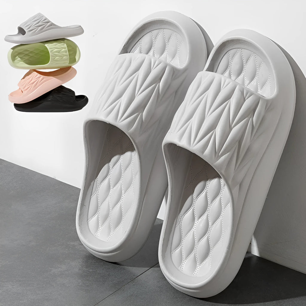 Leaf texture design EVA slippers in multiple colours with non-slip soles for indoor household use