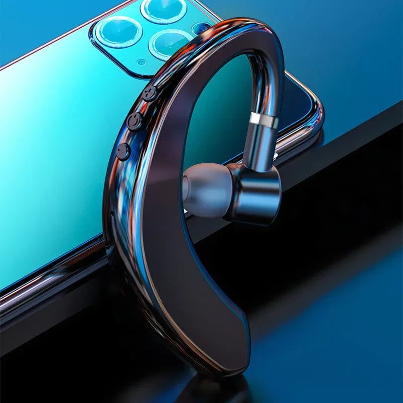 A single black or blue wireless in-ear Bluetooth headset with a microphone, shown on its own.
