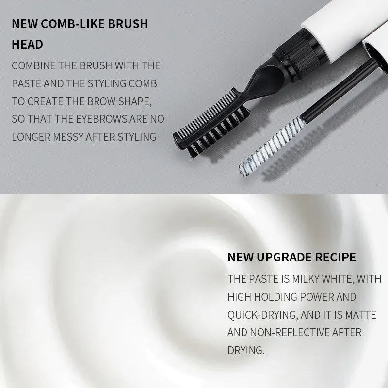 Eyebrow styling brush with pink or white handle for natural wild eyebrow shaping