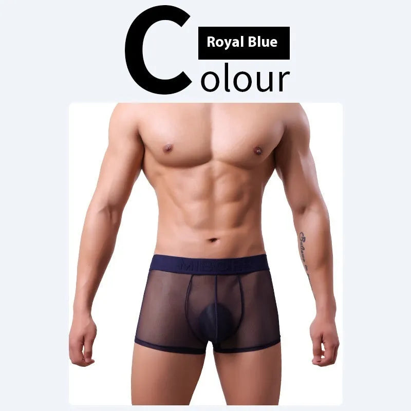 Men's thin invisible breathable boxer shorts in six colours with quick-drying polyester fabric