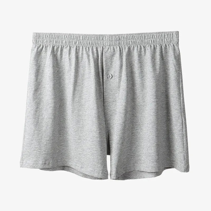 Men's loose fit pure cotton boxer shorts in black, high waist design