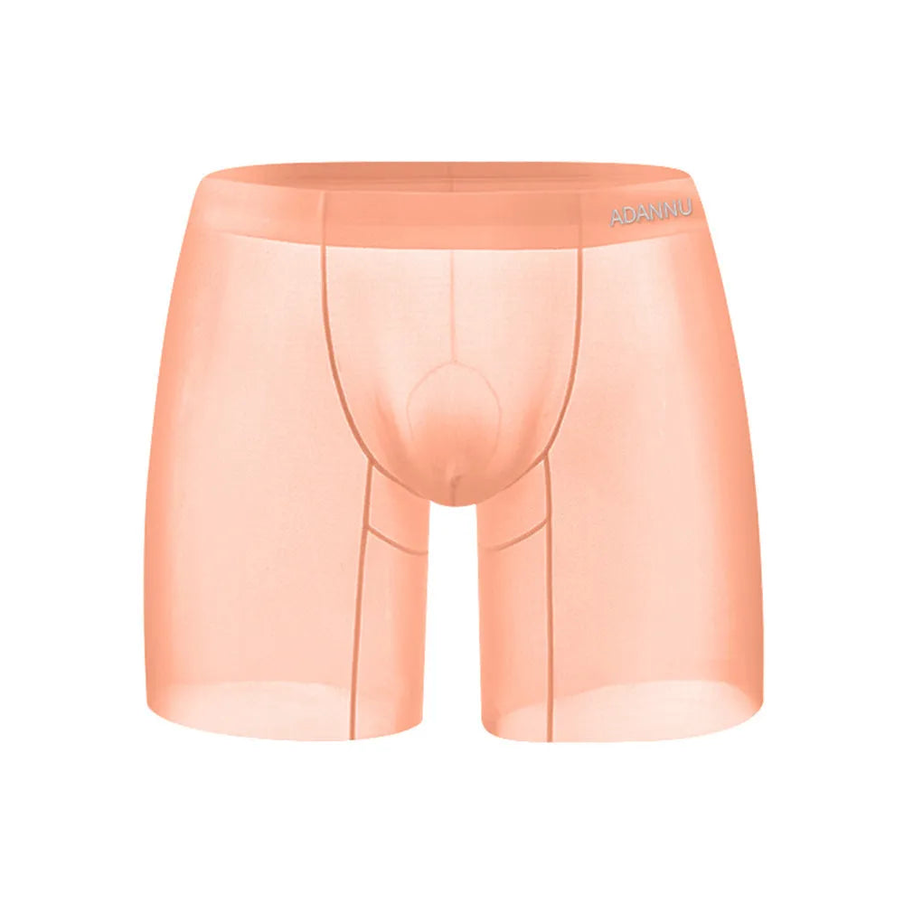 Men's seamless nylon boxer shorts in orange colour with low waist fit and body-shaping contour