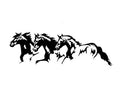 Three Horses design vinyl vehicle sticker measuring 25cm by 8cm.