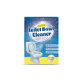 Toilet cleaning powder sachets for descaling and stain removal.