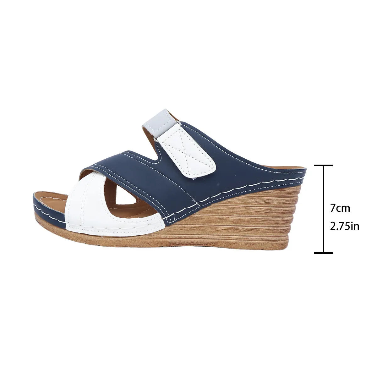 Women's platform wedge slippers with adjustable Velcro strap in multiple colour options