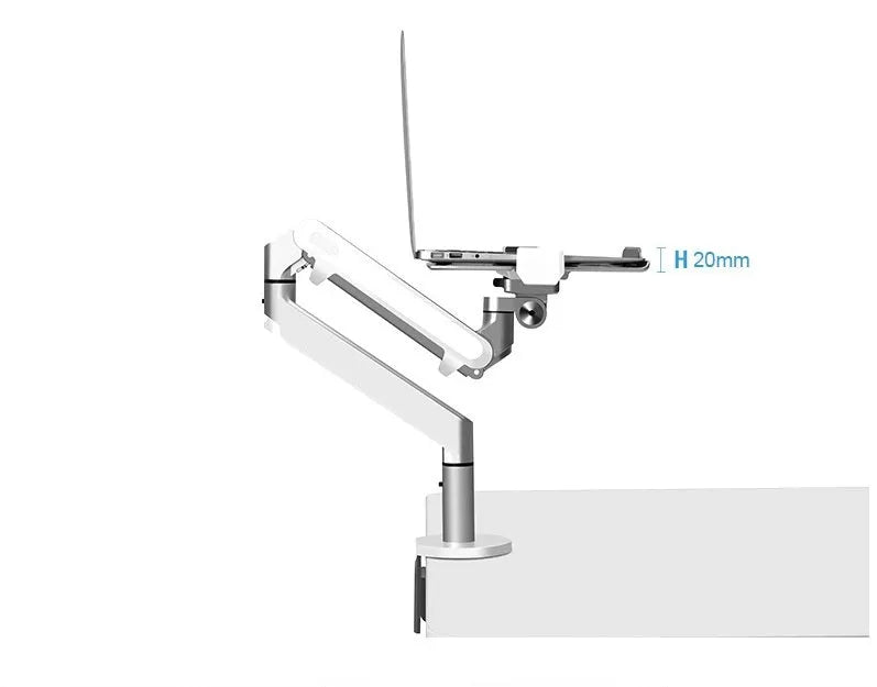 Adjustable aluminum computer stand with air pressure arm bracket in silver or black colour