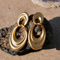 Copper French retro double circle earrings with a quicksand gold finish and U-shaped silhouette.