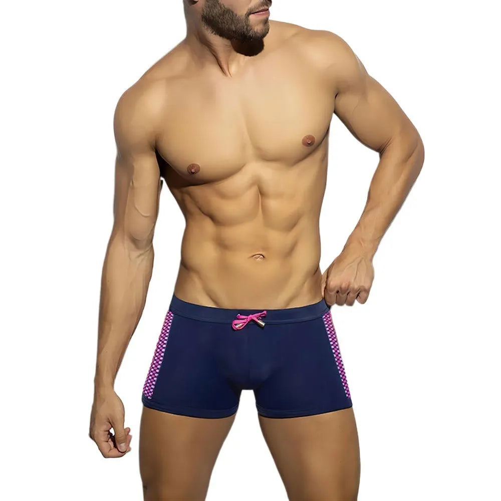 Polka dot print swimming trunks with quick-dry fabric in briefs style