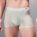 Men's lightweight seamless antibacterial sports underwear shown in black, blue, green, and silver colour options.