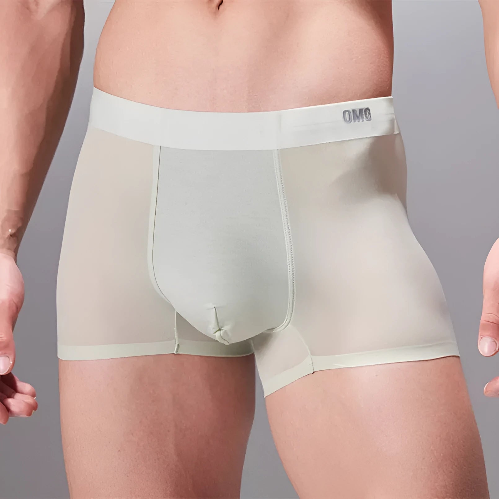 Men's lightweight seamless antibacterial sports underwear shown in black, blue, green, and silver colour options.