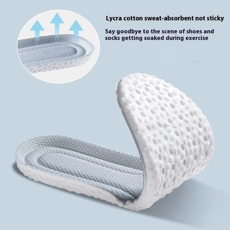 Grey, black, and orange PU foam sports insoles on a white background, showing trim-to-fit edges.