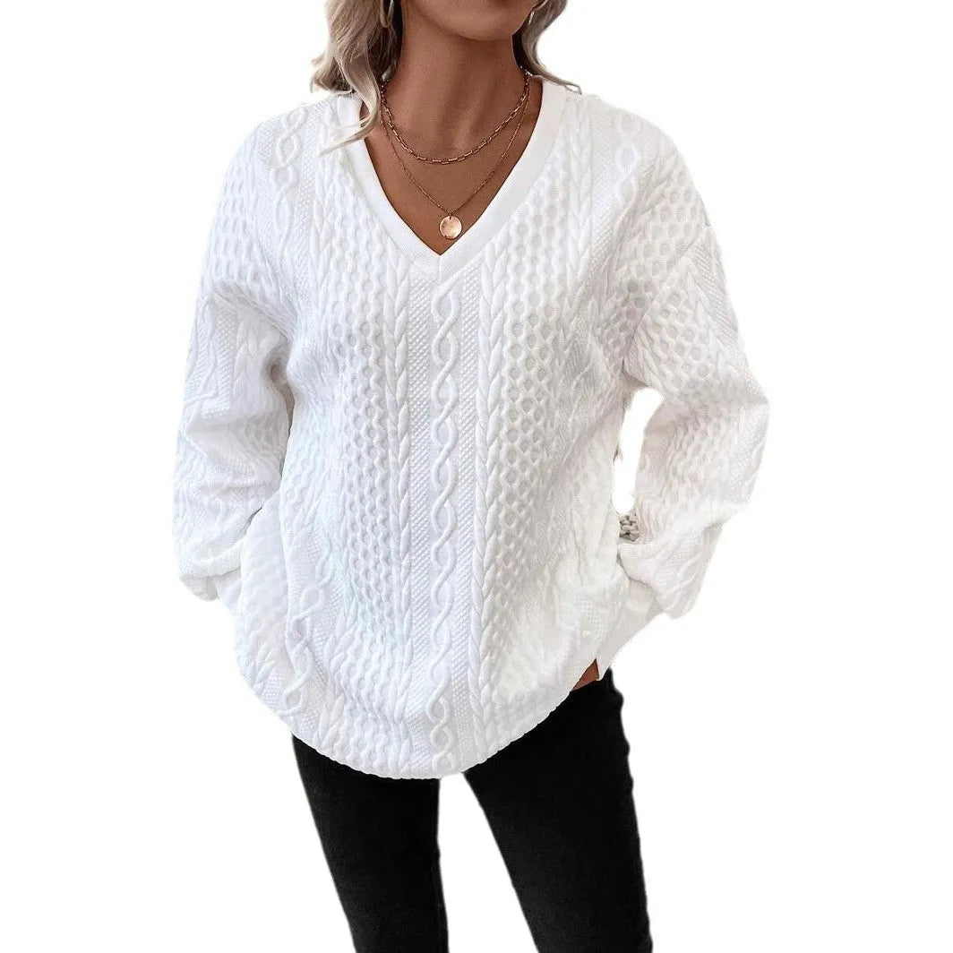 Milky white loose fit long sleeve T-shirt with 3D pattern detail on mannequin