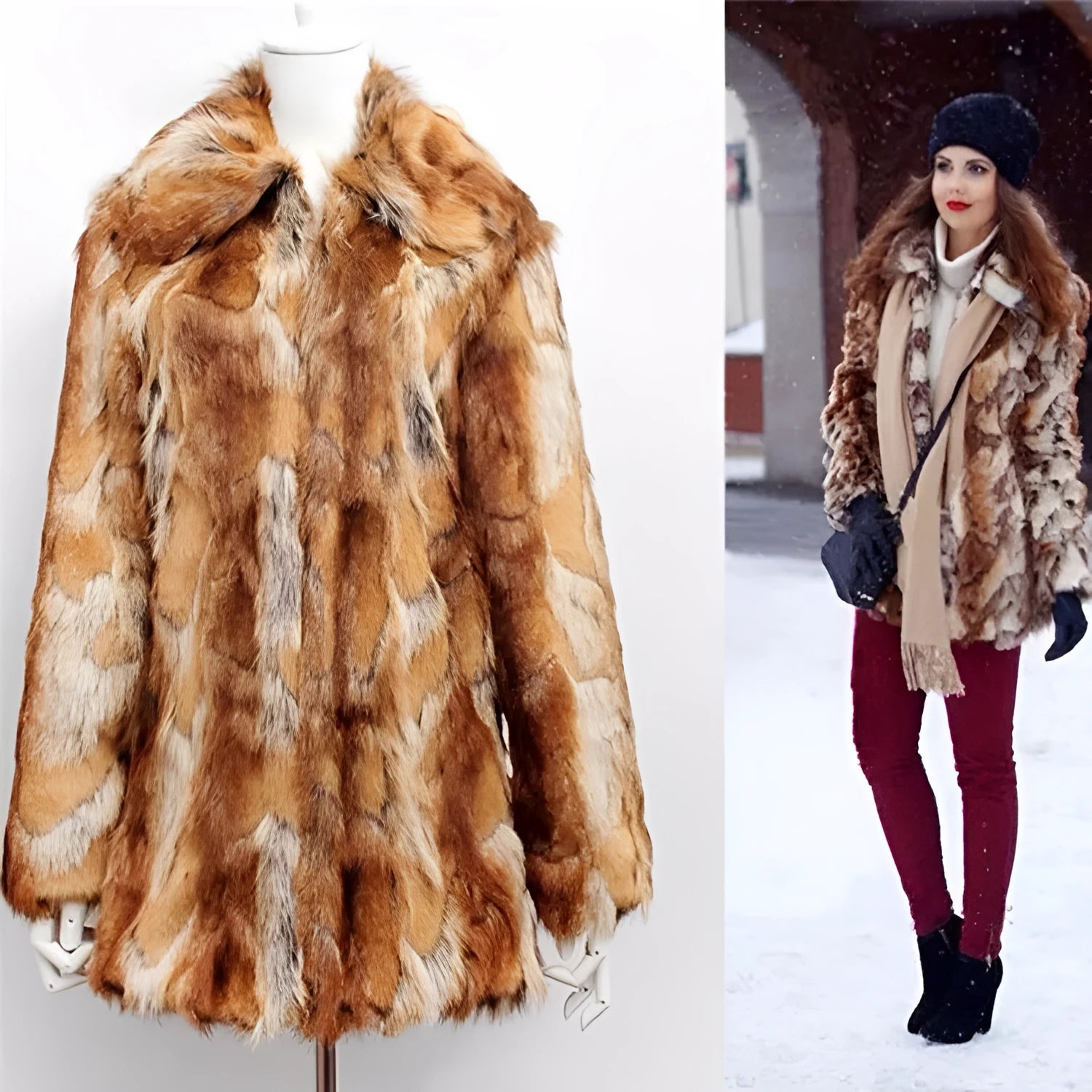 Women's tiger pattern faux fur leather jacket in street fashion style with long sleeves