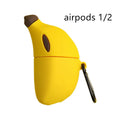 Yellow banana-themed silicone protective case for Apple AirPods Pro and AirPods 3 generation wireless headphones
