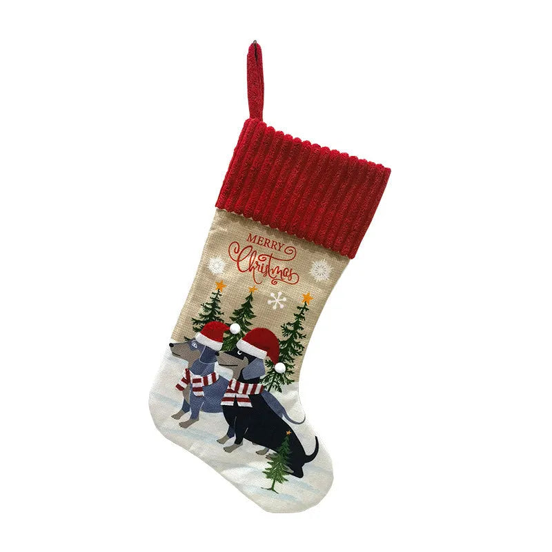 Cloth Christmas tree pendant ornament with pet and gift motifs measuring 46 by 28 centimetres
