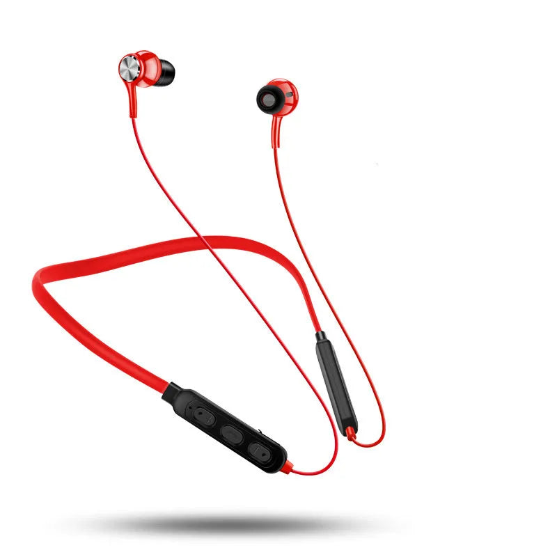 G03 neckband sports Bluetooth earphones in red, black, or white with bilateral stereo sound