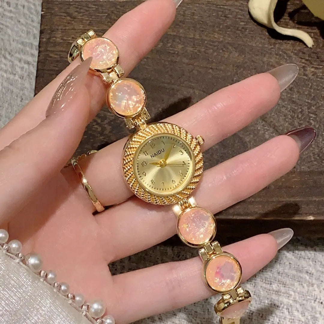 Women's quartz watch with round 25mm dial in one of six colour options.