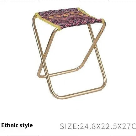 Black folding stool with an aluminium alloy frame, shown both folded and open for outdoor use.