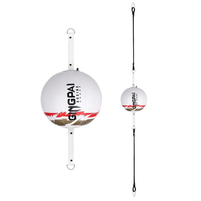 PU hanging boxing speed ball for reaction training in black, black and green, or white colour.