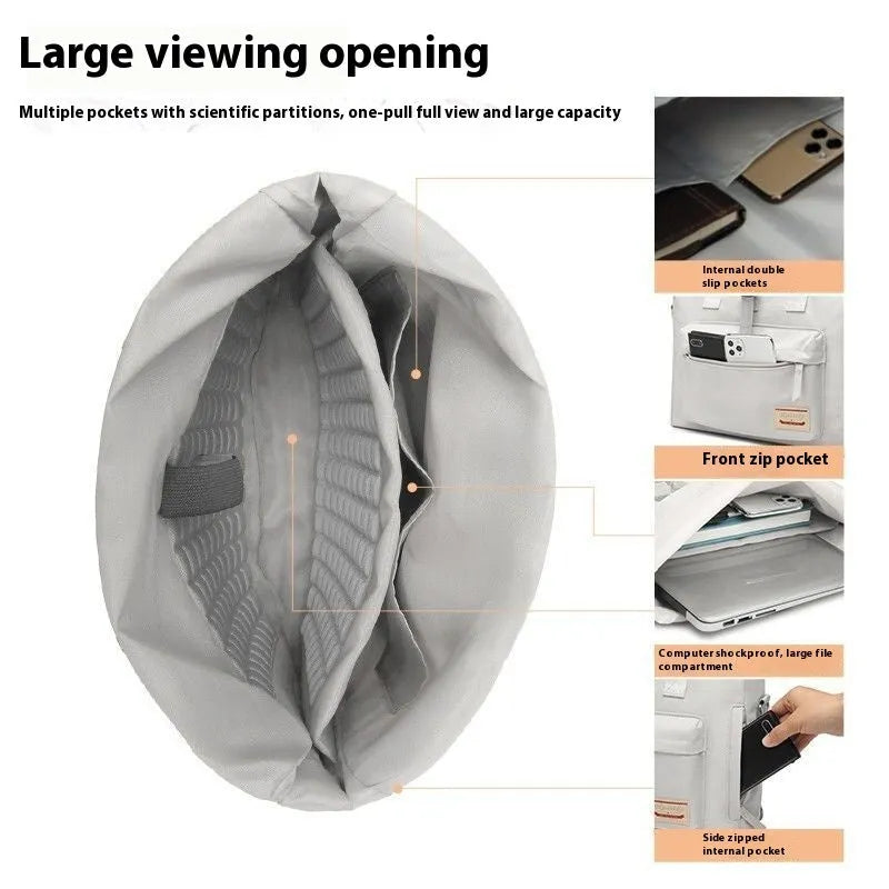 Shockproof waterproof nylon laptop bag inner liner shown in black, medium and large sizes for 13.3 to 15.6 inch laptops.