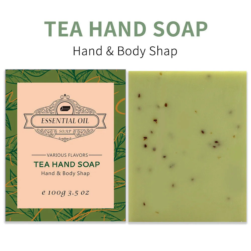 Frosted handmade essential oil soap bar in coconut, green tea, lavender, or rose scent