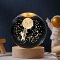 Starry sky luminous crystal ball on wooden base with USB cable for desktop decoration