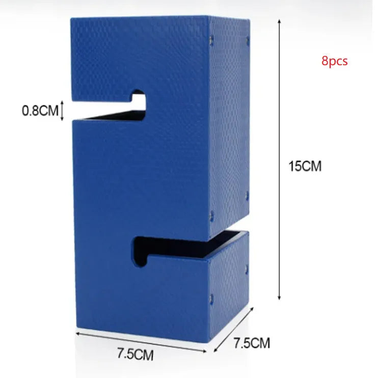 Set of coloured ABS plastic tower blocks with pull ropes and metal hook frame for outdoor team building games.