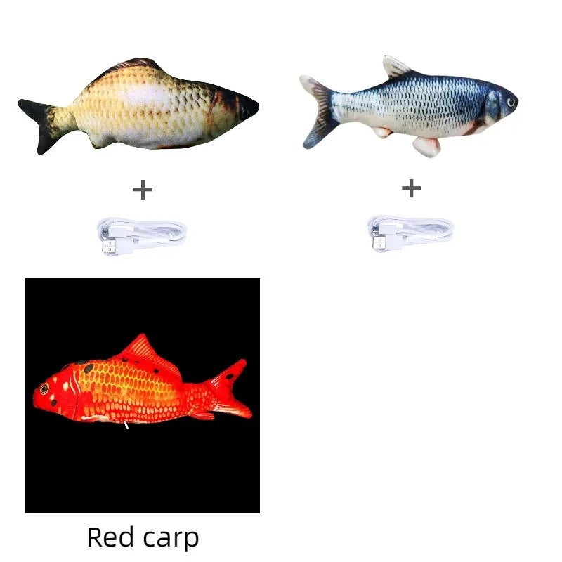 Electronic jumping fish simulation cat toy without catnip, 30cm multicolour design with USB charging