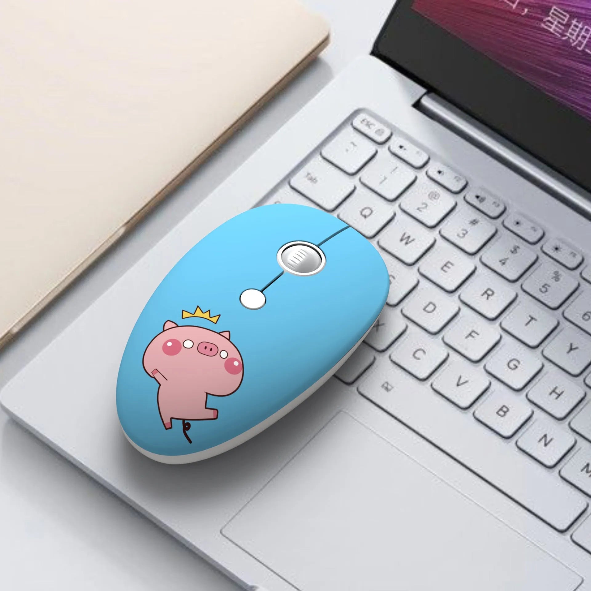 Cartoon animal wireless mouse for laptops in yellow tiger design with USB receiver