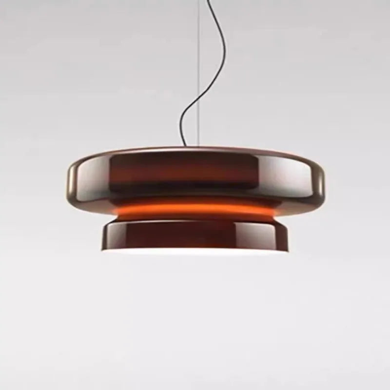 Modern square glass chandelier ceiling light in brown finish with warm illumination