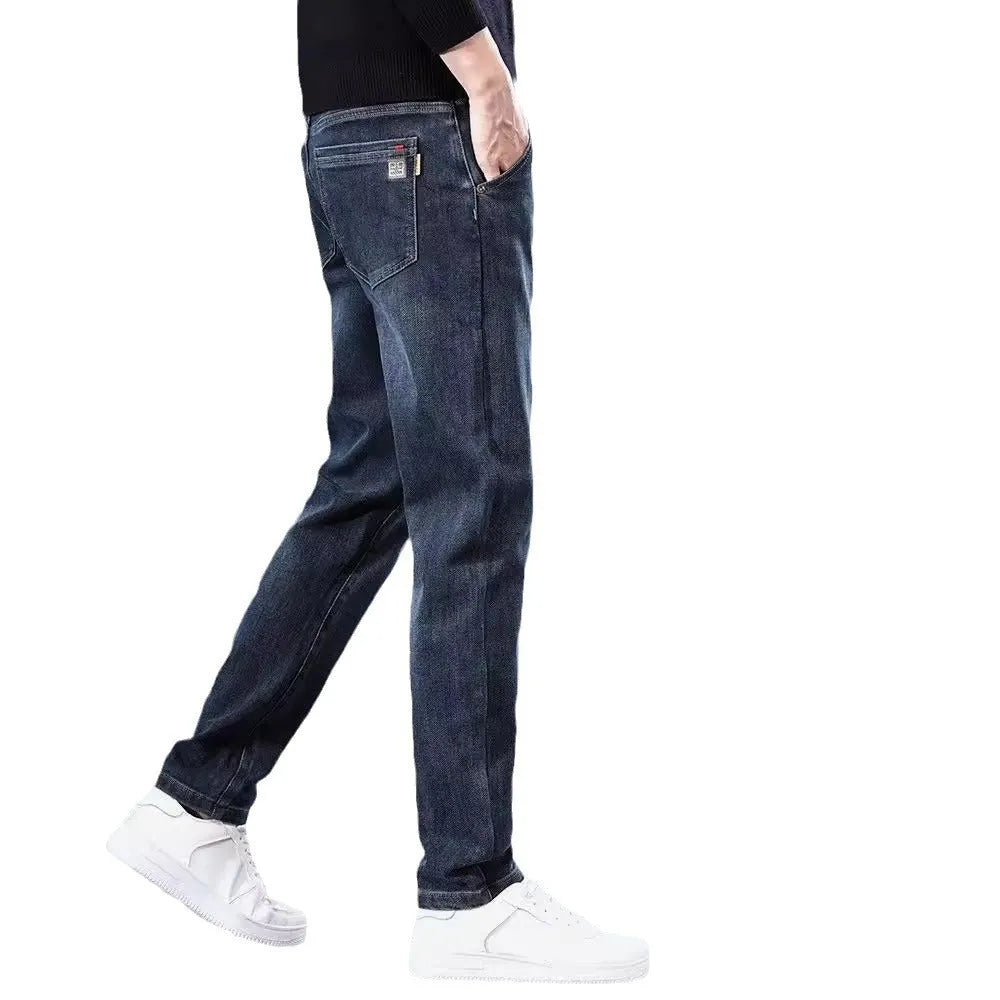 Slim straight casual trousers in blue grey colour with micro elasticity fabric for summer street fashion wear