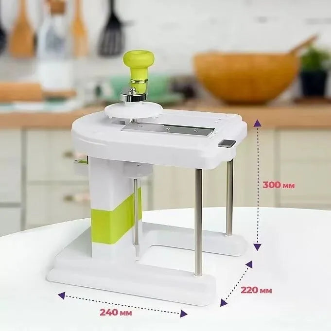 Beige household vegetable slicer and grater with stainless steel blades