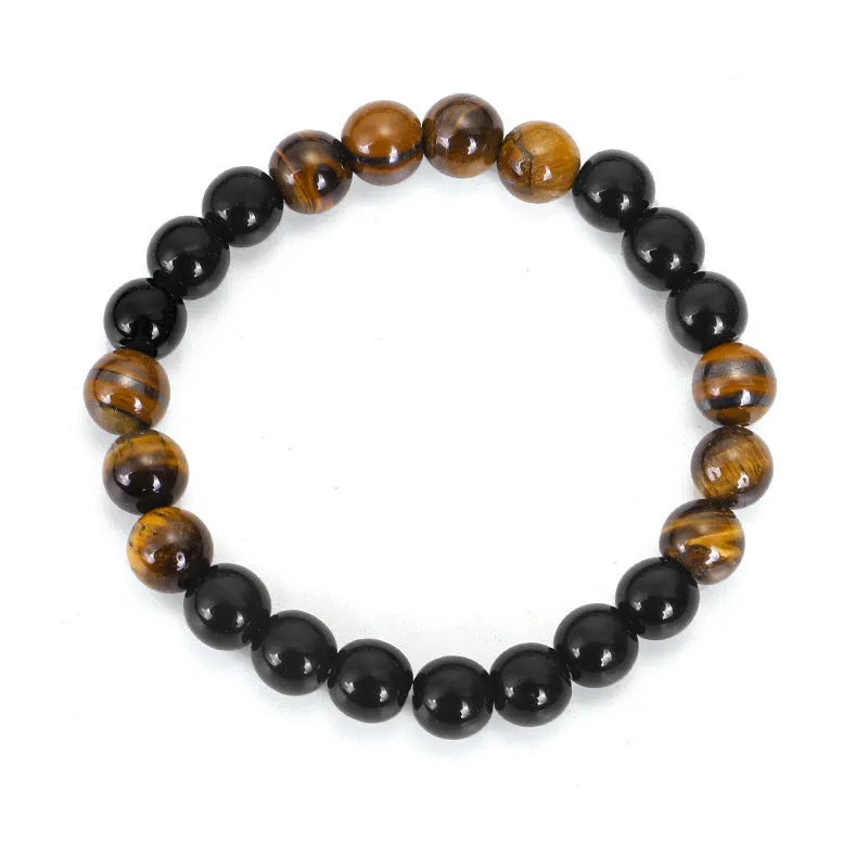 Tiger eye stone tassel necklace with 81cm length and ball bead chain, showing drop shape pendant